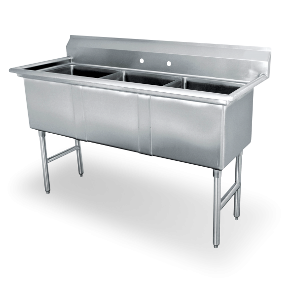 18 Gauge Stainless Steel Three Compartment Sink