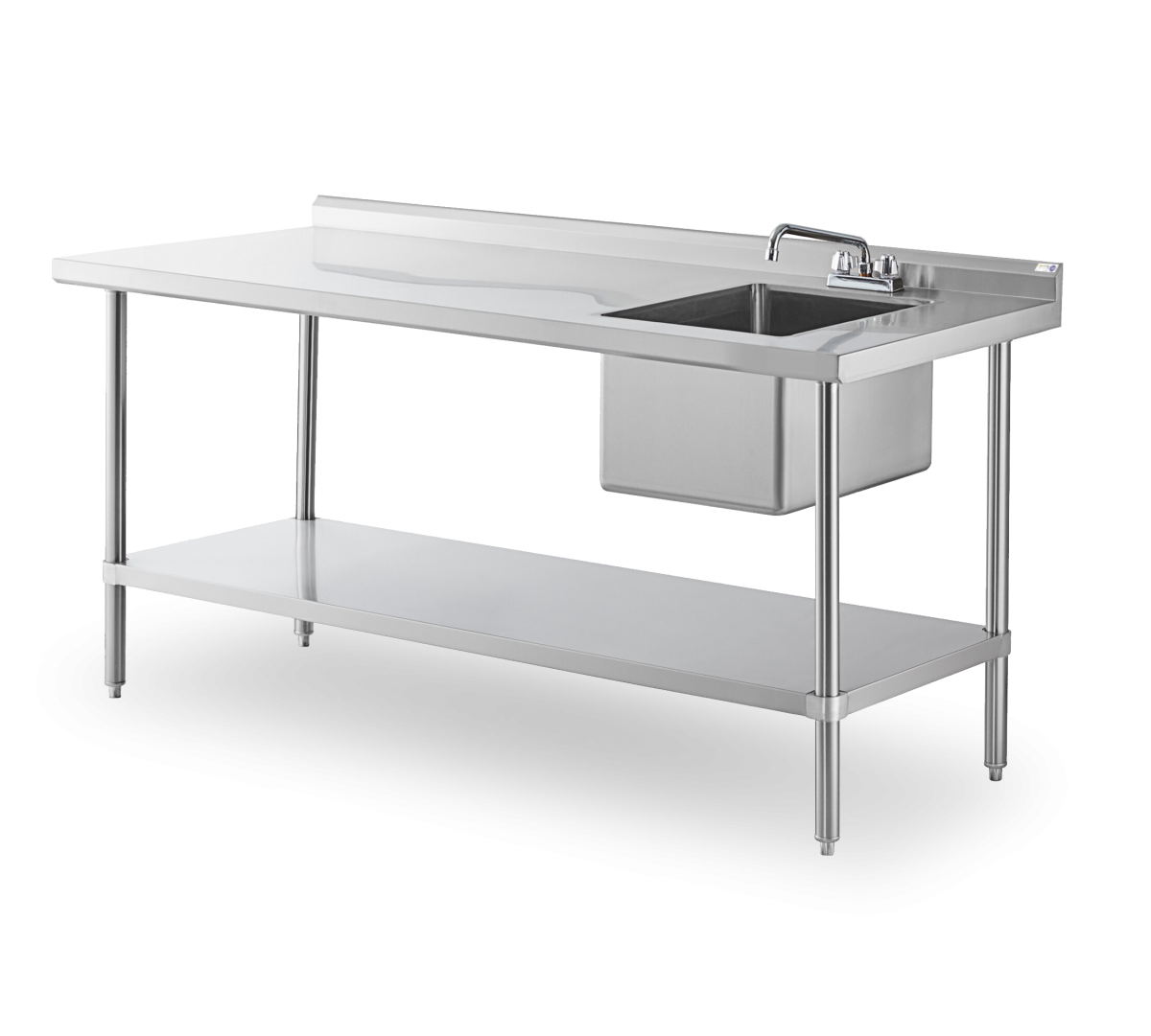 16 Gauge All Stainless Steel Worktable with Sink on Right