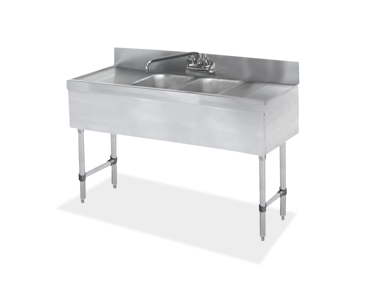 18 gauge Two Compartment Stainless Steel Underbar Sink - SWBAR2B48-LR