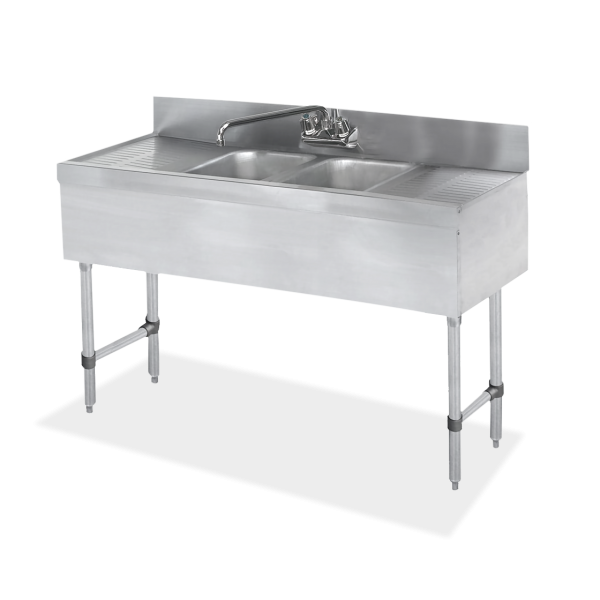 18 gauge Two Compartment Stainless Steel Underbar Sink - SWBAR2B48-LR