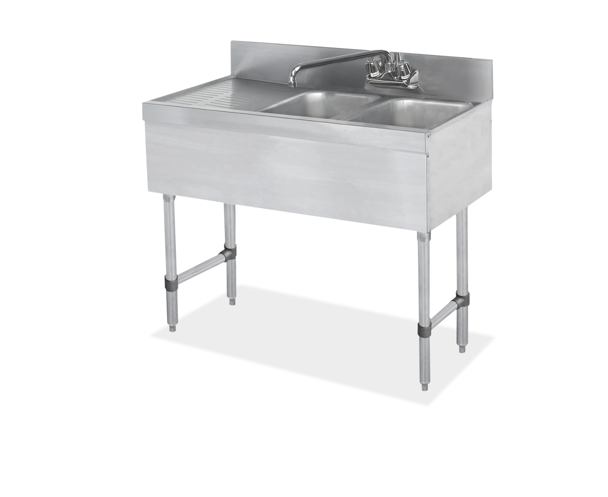 18 gauge Two Compartment Stainless Steel Underbar Sink - SWBAR2B36-L