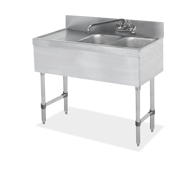 18 gauge Two Compartment Stainless Steel Underbar Sink - SWBAR2B36-L