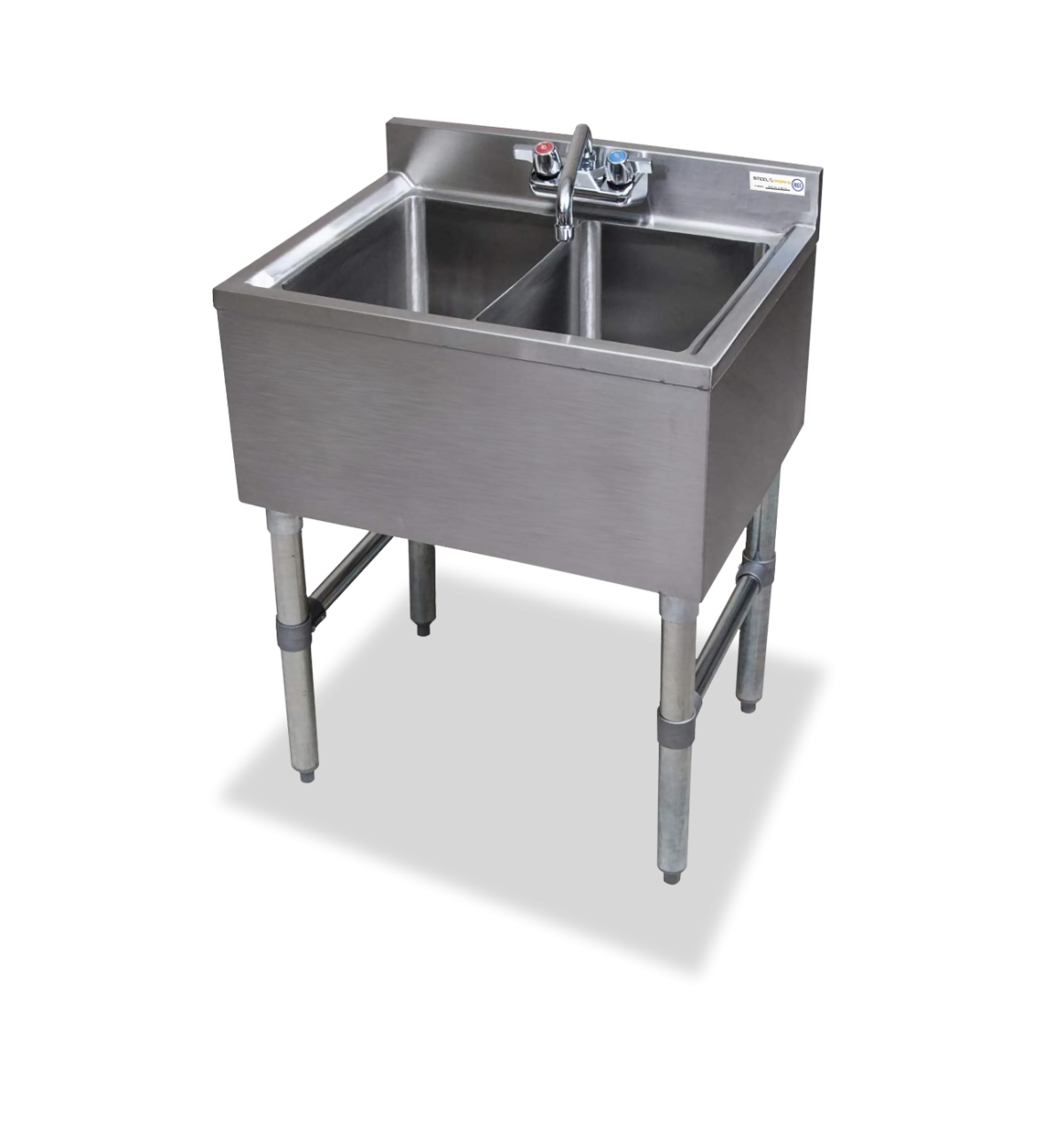 18 gauge Two Compartment Stainless Steel Underbar Sink - SWBAR2B26