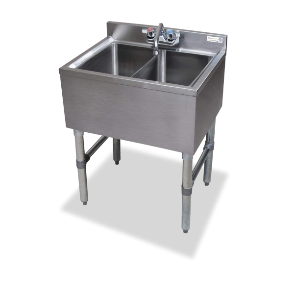 18 gauge Two Compartment Stainless Steel Underbar Sink - SWBAR2B26