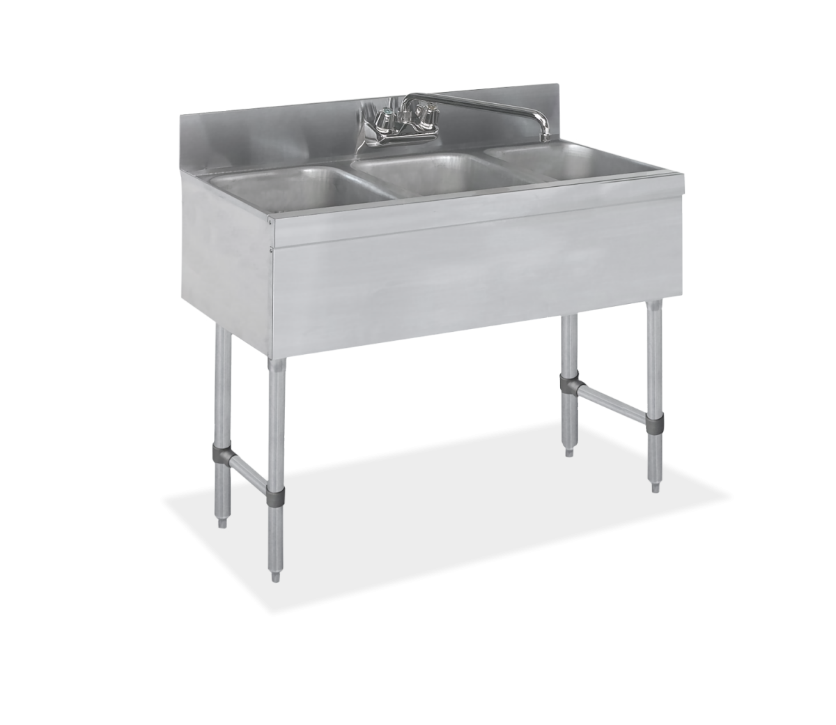 18 gauge Three Compartment Stainless Steel Underbar Dump Sink - SWBAR3B38