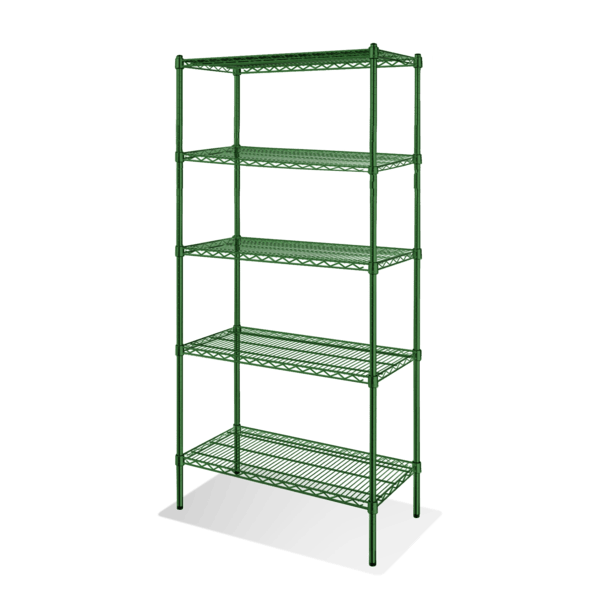 5-Tier Green Epoxy Shelving Units